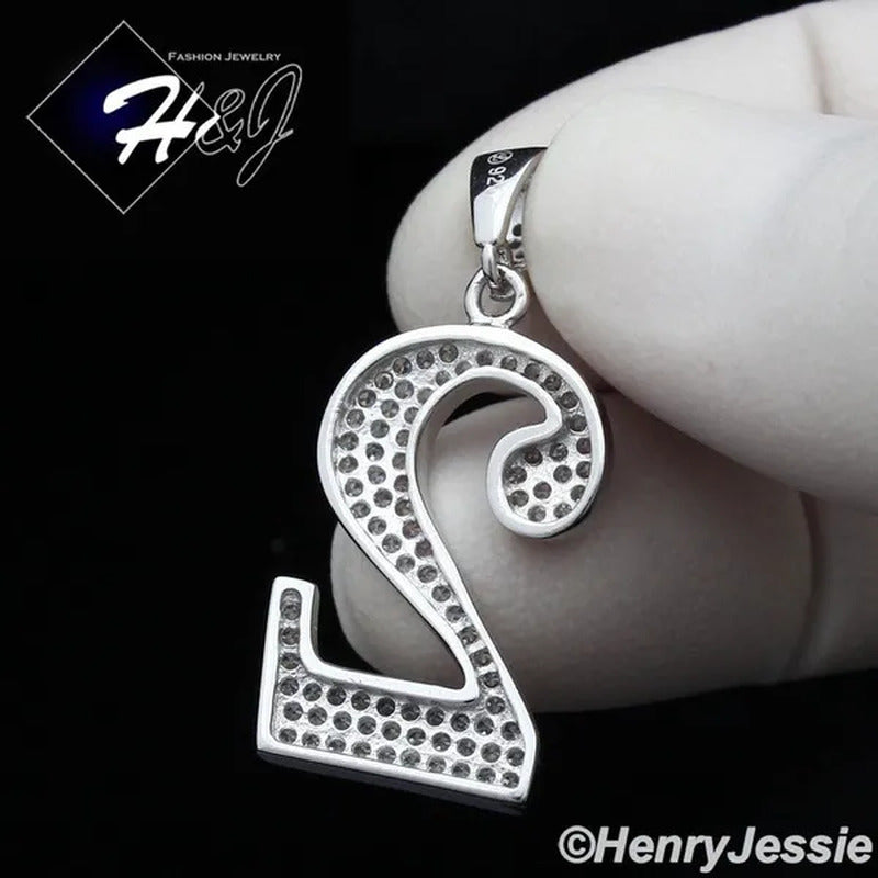 MEN 925 STERLING SILVER LAB DIAMOND ICED BLING NUMBER "0" to "9" PENDANT*SP179