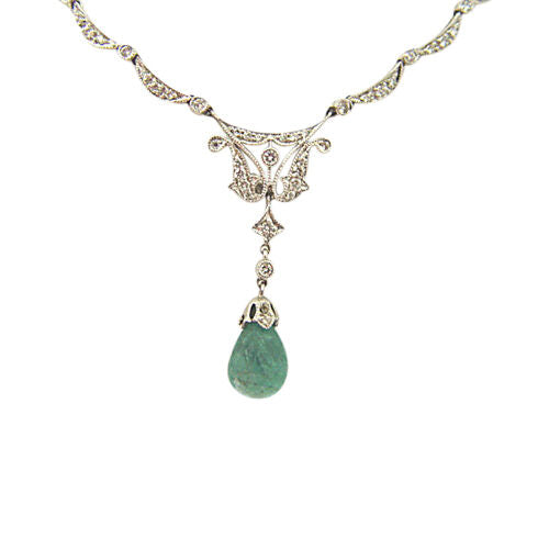 EMERALD BRIOLETTE SHAPE DIAMOND ROUND BRILLIANT SHAPE
