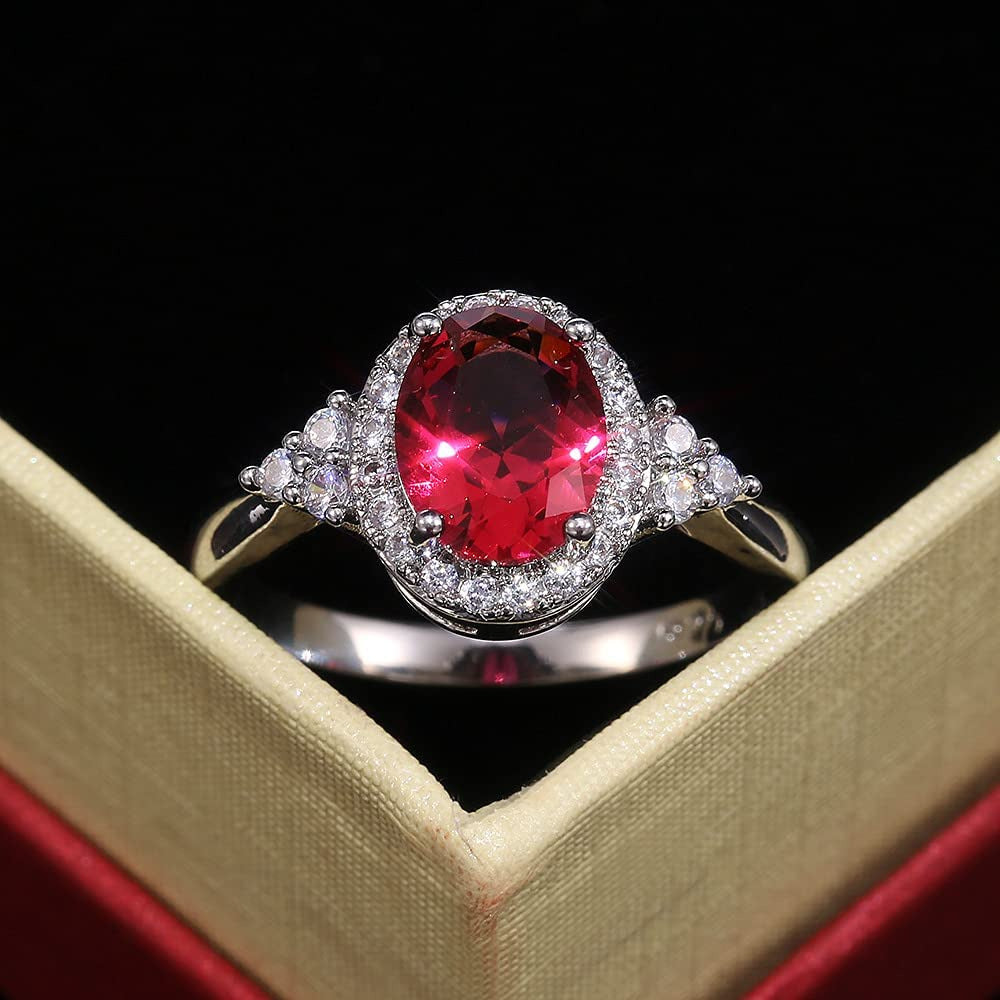 S925 Sterling Silver Classic Crystal Gem Engagement Ring with Sparkling CZ Diamo