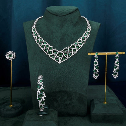 Luxury Elegant Bridal Necklace Set for Women Cubic Zirconia Wedding Jewelry