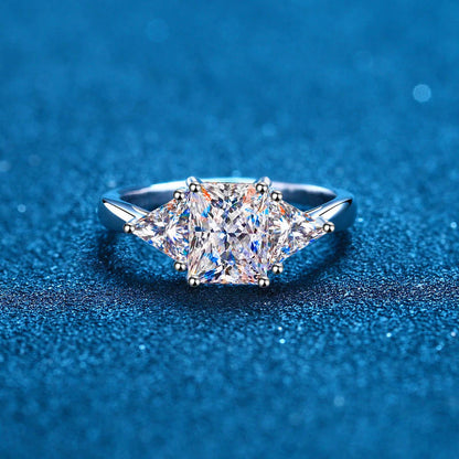 Radiant Cut Moissanite 3 Stone Ring 3 Carat Certified Moissanite Diamond