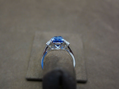 SAPPHIRE OVAL SHAPE DIAMOND HALFMOON STEP CUT SET RING