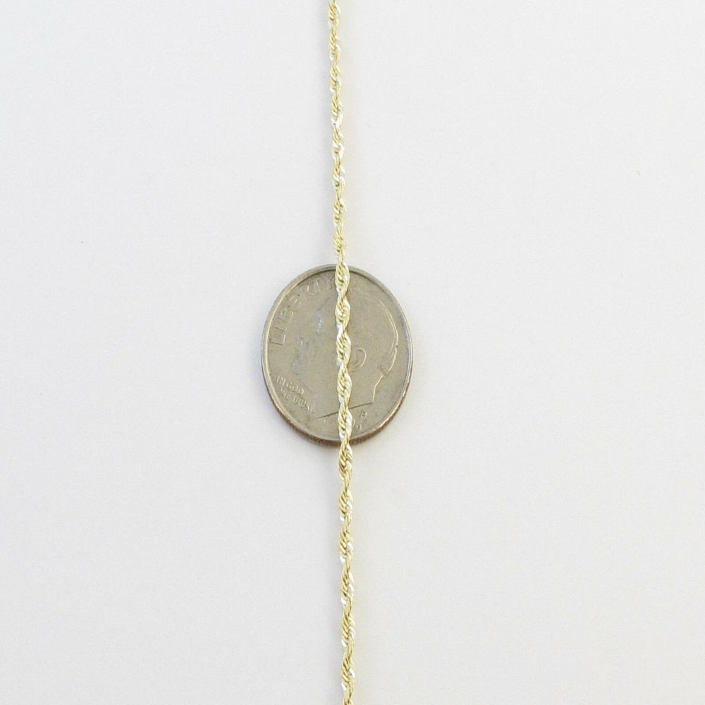 14K Yellow Gold Rope Link Chain Necklace 20" 4.6 Grams 2 Mm Thick