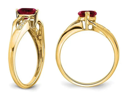 3/4 Carat (Ctw) Lab Created Heart Ruby Ring in 14K Yellow Gold
