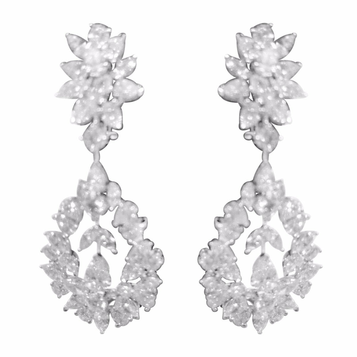 DIAMOND PEAR ROUND BRILLIANT MARQUISE SHAPE DIAMOND DANGLE DIAMOND SET EARRING