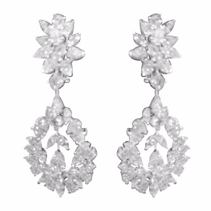 DIAMOND PEAR ROUND BRILLIANT MARQUISE SHAPE DIAMOND DANGLE DIAMOND SET EARRING