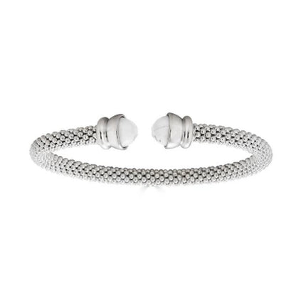 Set of Onyx and Howlite Gemstone Bangles in Italian Sterling Silver