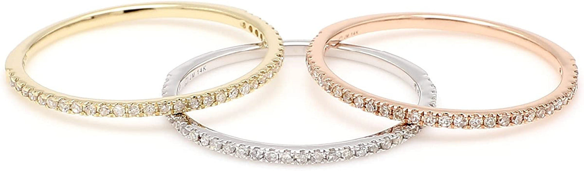 1/10 Cttw 14K Gold Dainty Half Band Natural Diamond Wedding Anniversary Ring (G-