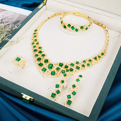 Luxury Elegant Bridal Necklace Set for Women Cubic Zirconia Wedding Jewelry