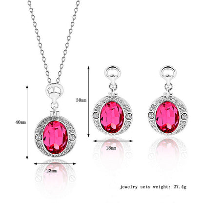 Diamond Peach Ruby Jewelry Set European and American