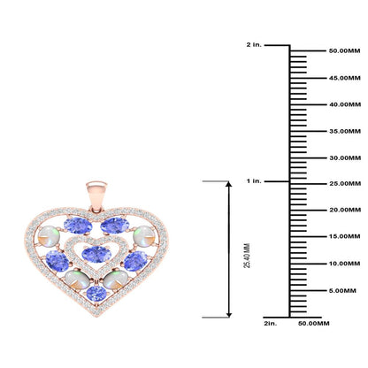 Imperial Gemstone 10K Rose Gold Oval Cut Ethiopian Opal and Tanzanite 1/4 CT TW