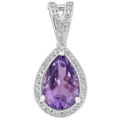 Pear-Shaped Amethyst and White Topaz Necklace in Italian Sterling Silver