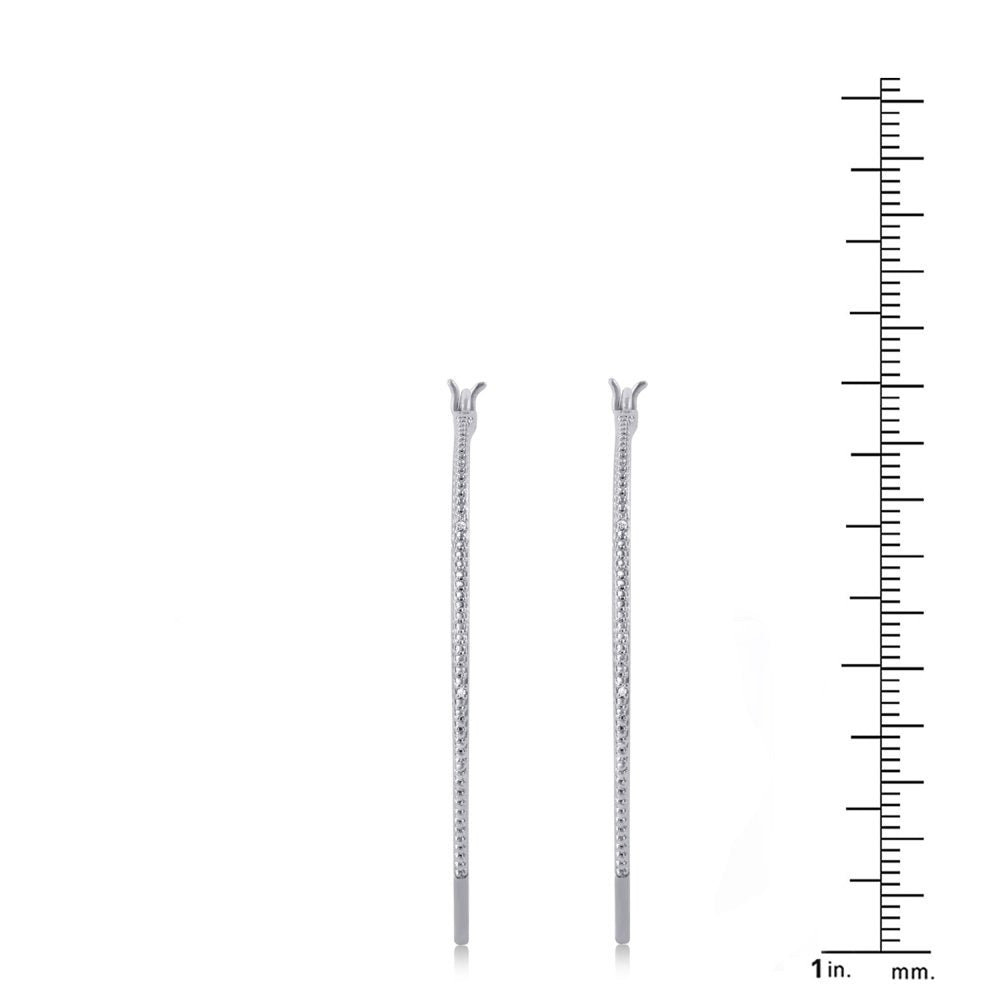 Genuine 0.02 Carat Natural Diamond Accent Hoop Earrings in 14K White Gold Plated