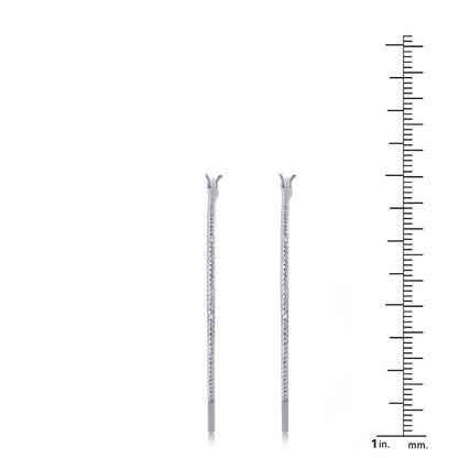 Genuine 0.02 Carat Natural Diamond Accent Hoop Earrings in 14K White Gold Plated