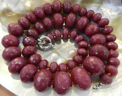 10-18Mm Brazilian Red Ruby Faceted Gems Roundel Beads Necklace 18"
