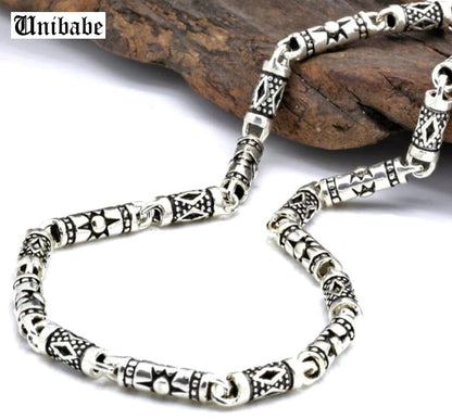 Pure Silver 4Mm Thick Cylinder Chain S925 Sterling Silver Classic Vintage