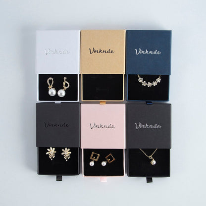50Pcs Custom Logo Cardboard Jewelry Ring Necklace Gift Storage Box Slide Drawer