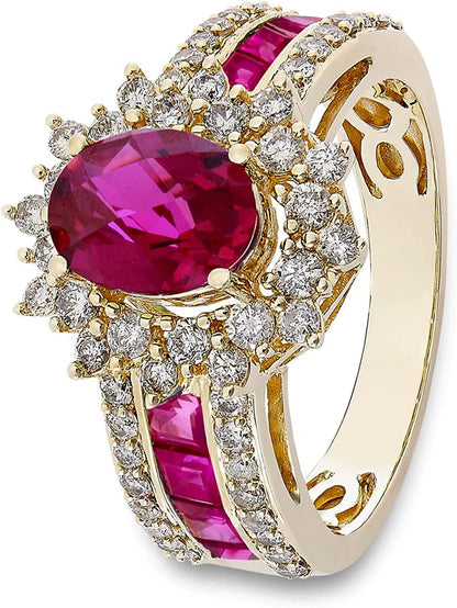 Genuine Oval Gemstone and Natural Diamond Rings, Statement Ring, Gemstone Jewelr