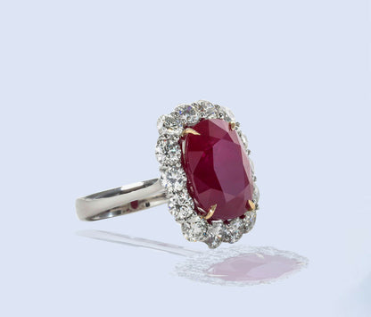 GRS CERTIFIED RUBY CUSHION SHAPE 13.80 LENGTH X11.30 WIDTH X7.05MM DEPTH DIAMOND