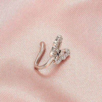 1 PC Crystal Diamond Fake Piercing Nose Ring Butterfly Non Piercing Clip on Nose