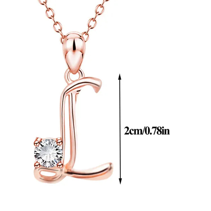 Rose Gold 26 Letters Necklace Alphabet Diamond Name Pendant Necklace Birthday Ch