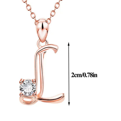 Rose Gold 26 Letters Necklace Alphabet Diamond Name Pendant Necklace Birthday Ch