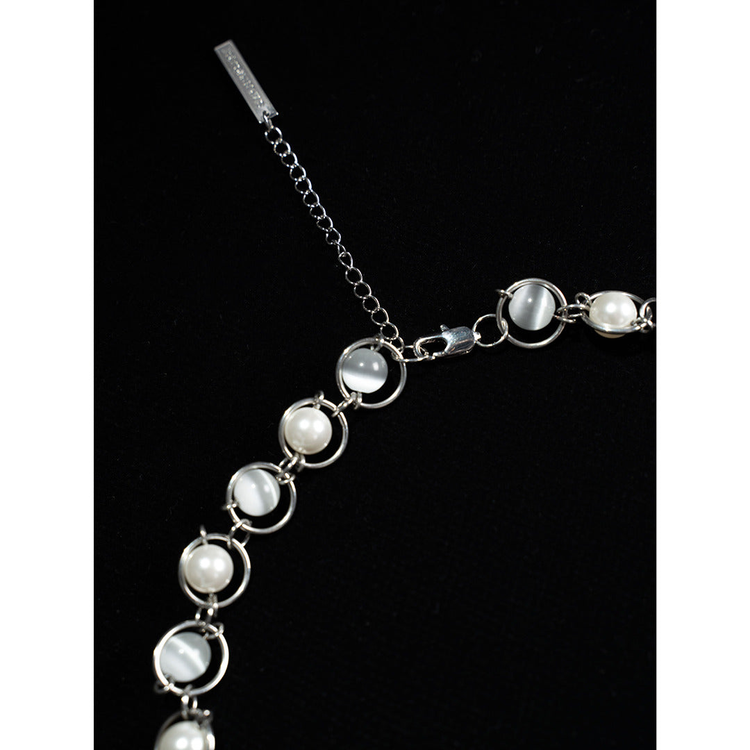 Saturn Structure Pearl Opal Beaded Necklace