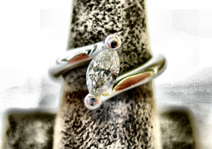 CERTIFIED HEAVY PLATINUM RING CENTER MARQUISE BRILLIANT .75 CT PLATINUM