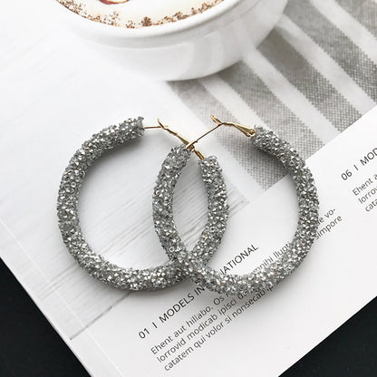 Vintage Minimalist Inlaid Diamond Metal Flash Ladies Earring Jewelry Gift Small