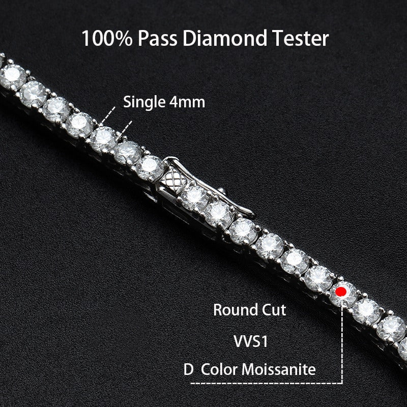 4Mm Moissanite Tennis Chain Necklace Sparkling Lab Diamond Necklace Fine Jewelry