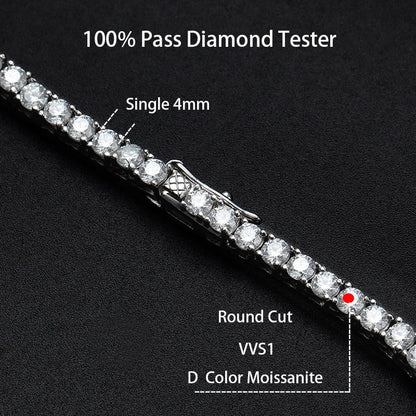 4Mm Moissanite Tennis Chain Necklace Sparkling Lab Diamond Necklace Fine Jewelry