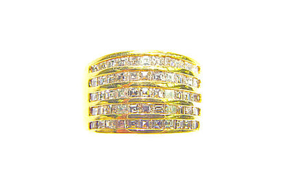 2.28 CT ASSCHER SHAPE 5 ROW F VS CLARITY DIAMOND BAND 18 K YELLOW GOLD BAND