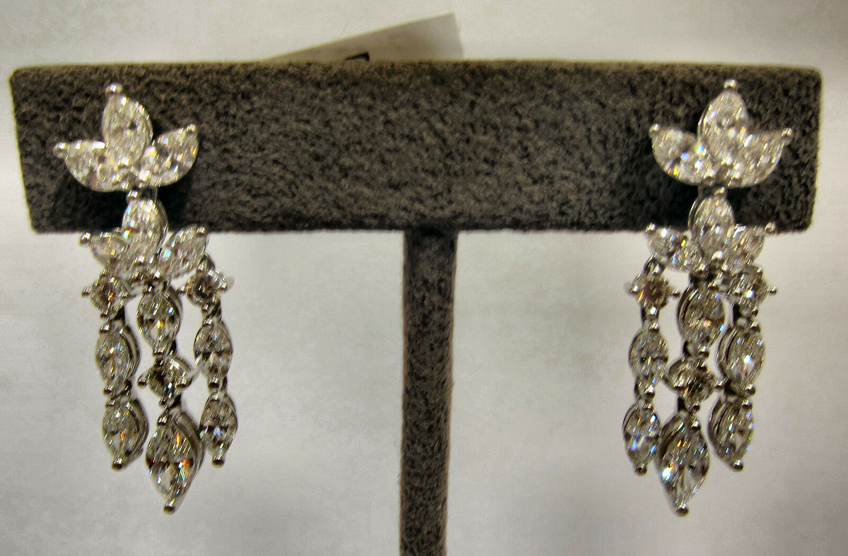 DIAMOND EARRING DANGLE 24 MARQUISE 6 ROUND SHAPE SET DIAMOND