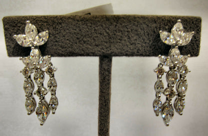 DIAMOND EARRING DANGLE 24 MARQUISE 6 ROUND SHAPE SET DIAMOND