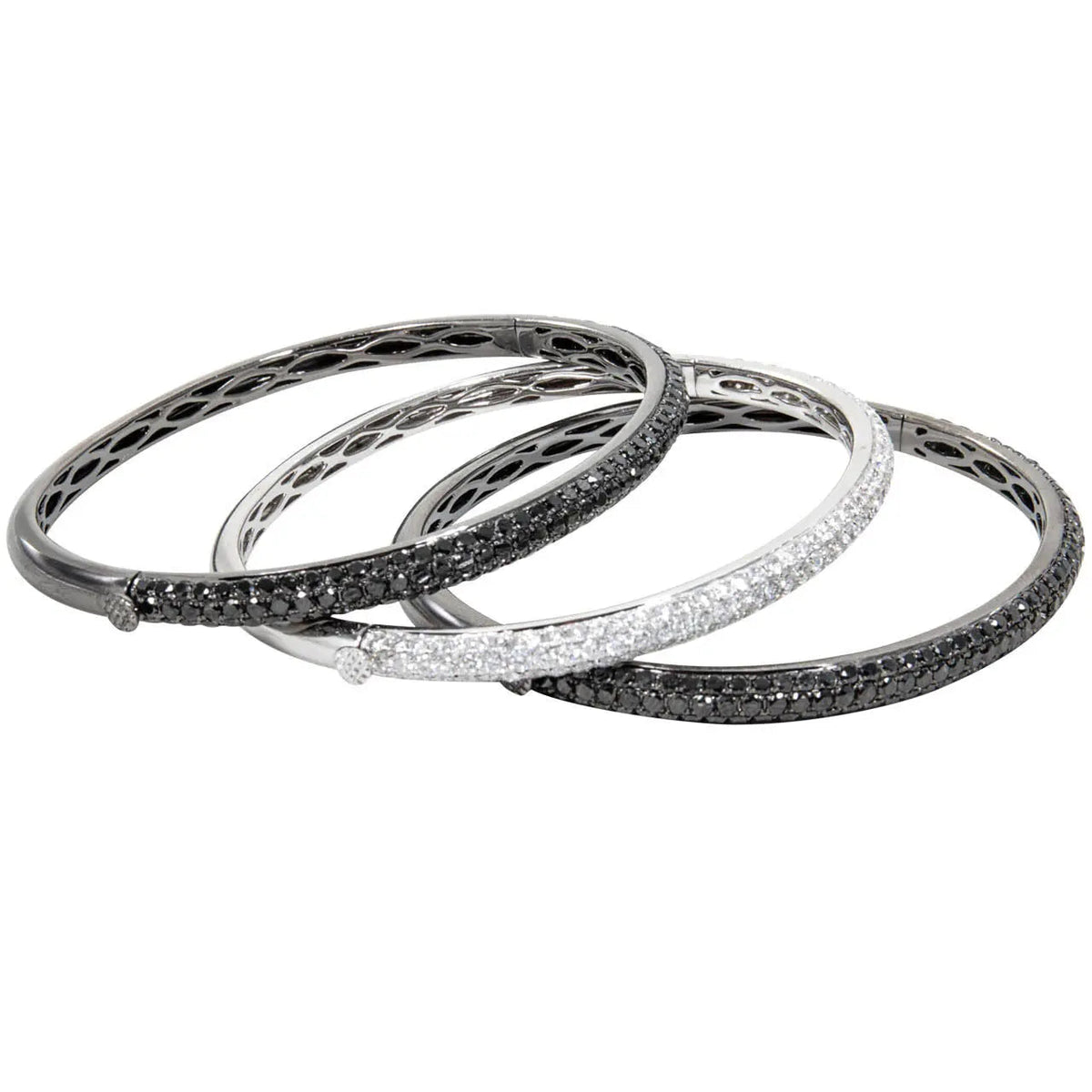 Diamond Black and white bangle three set all included three bangles 18k Wg Bgold