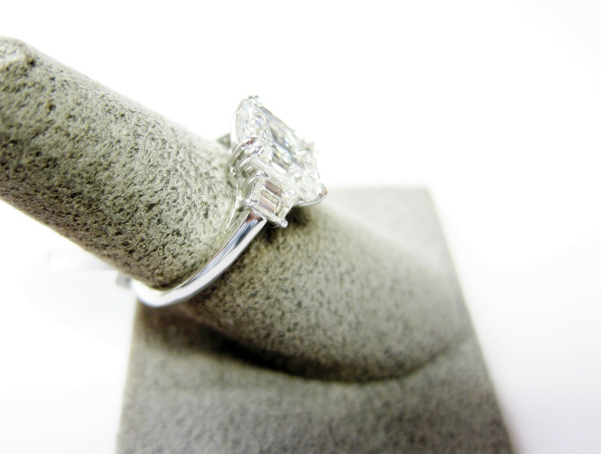 F COLOR VS1 CLARITY EMERALD SHAPE SET TWO TRAPEZOID ENGAGEMENT RING