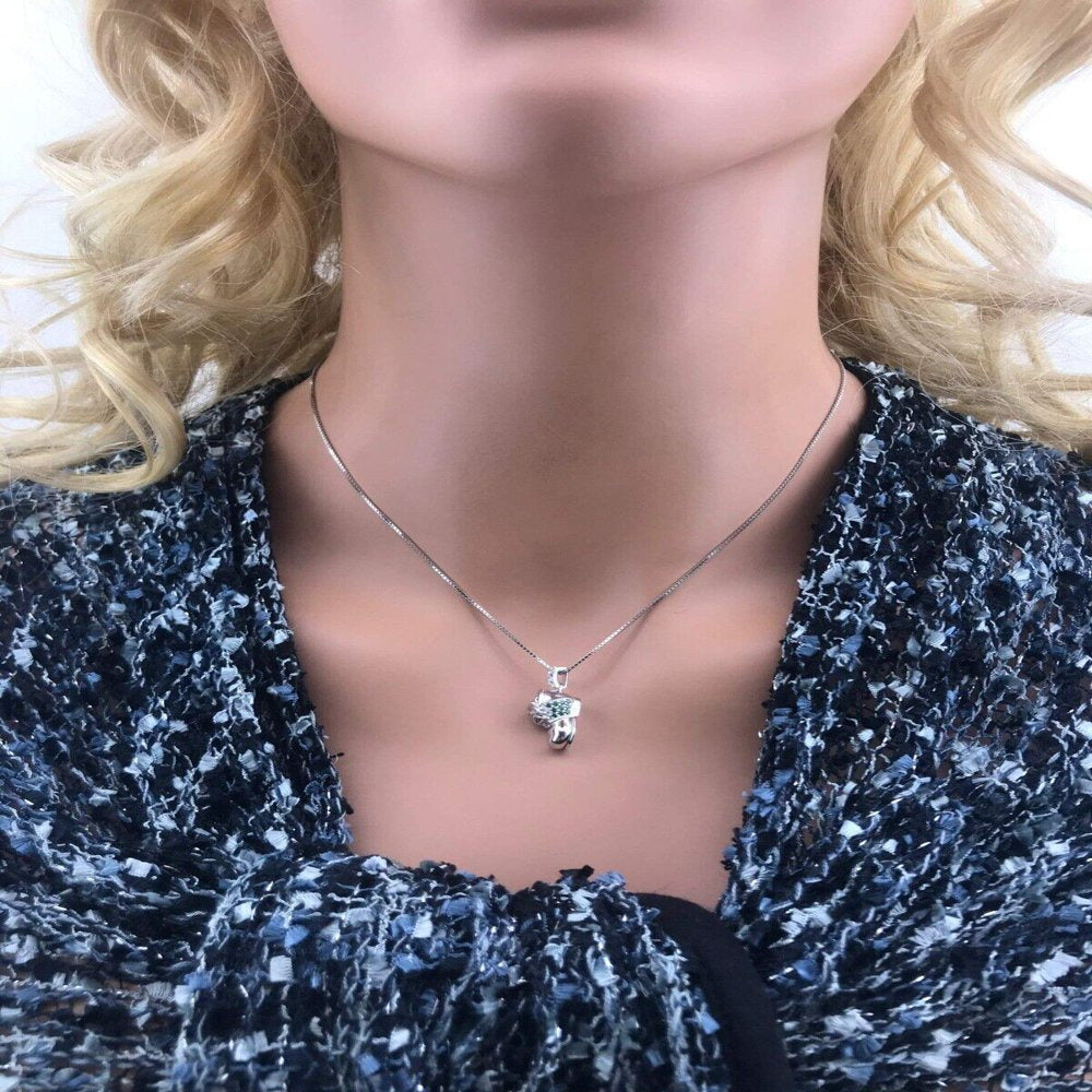 Birthstone Baby Shoe Pendant Necklace W/ Pure Brilliance Zirconia - Rhodium Plat