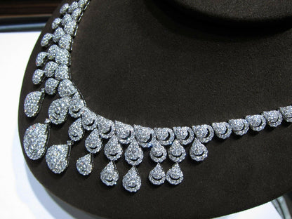 DIAMOND ROUND BRILLIANT SHAPE SET NECKLACE DANGLE DROP STYLE DIAMOND NECKLACE