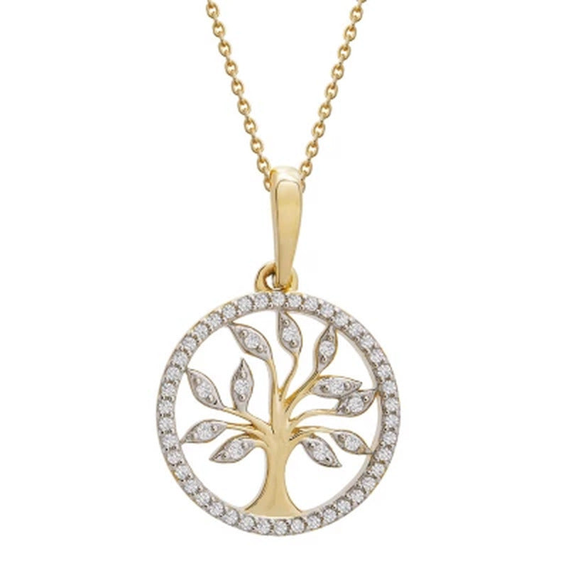 0.12 CT. T.W. Diamond Tree of Life Pendant in 14K Yellow Gold (I, I1)