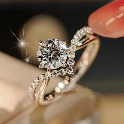 Luxury 925 Sterling Silver White Sapphire Ring round Cut Moissanite Diamond Jewe
