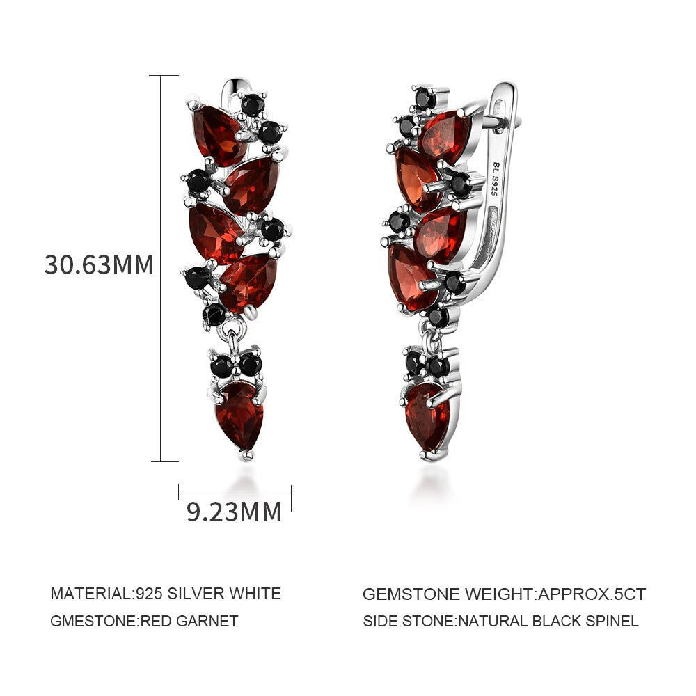 Natural Mozambique Garnet Rings Earring 925 Sterling Silver Fine Jewelry