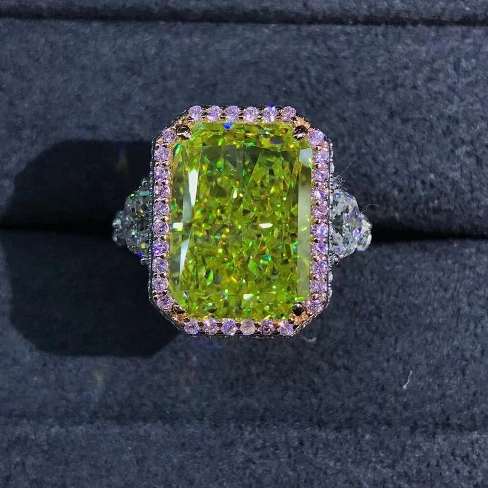 Luxury 100% 925 Sterling Silver 3EX 6CT VVS Apple Green Created Moissanite