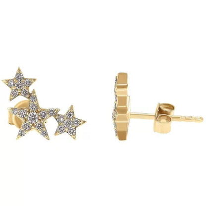 0.25 CT. T.W. Triple Star Earrings in 14K Gold