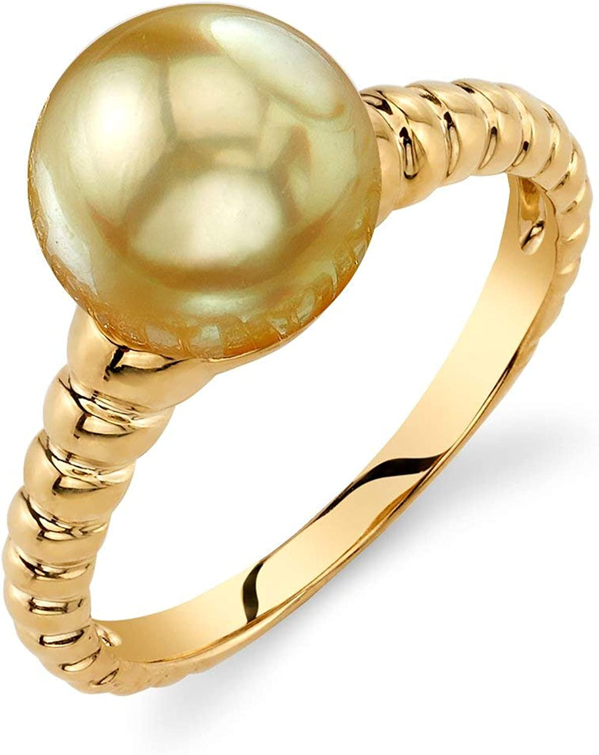 Pearl Ring with Golden South Sea Cultured Pearl and 14K Gold Terrie Pearl Ring f