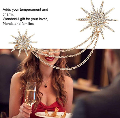 Fikalife Fashion Snowflake Brooch Alloy Tassel Chain Brooch Lady Jewelry Accesso