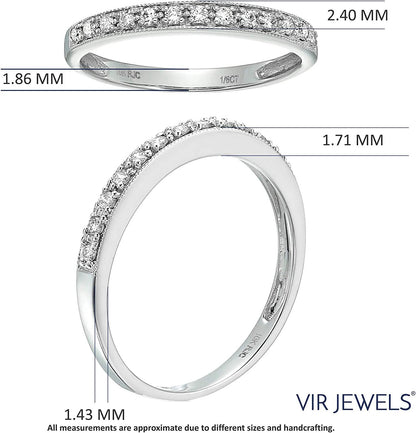 1/6 Carat (Ctw) Diamond Wedding Anniversary Band for Women, Half Eternity Petite