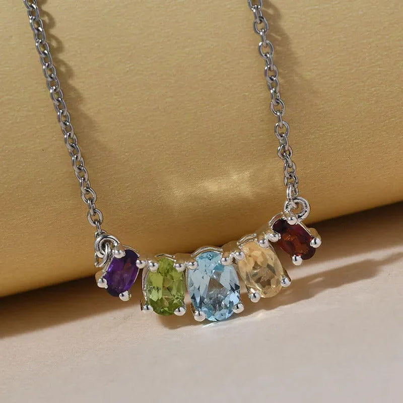 925 Sterling Silver Oval Sky Blue Topaz Necklace for Women Cttw 1.9 Fashion Gift