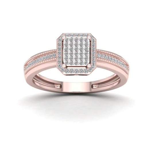 1/5Ct TDW Diamond 10K Rose Gold Halo Engagement Ring