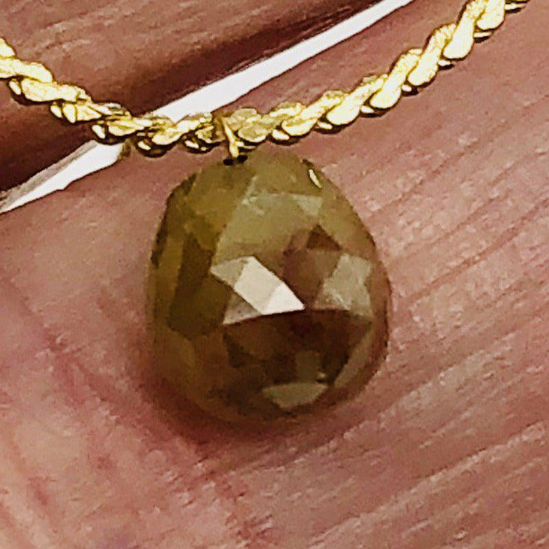 3.43Cts Bi-Color Diamond Briolette 18K Pendant | 8X7Mm |