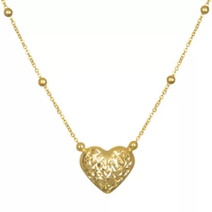 14K Yellow Gold Diamond Cut Reversible Heart Pendant
